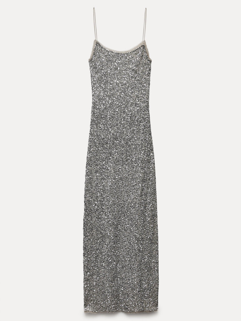 Sequin Slip Round Neck Dress
