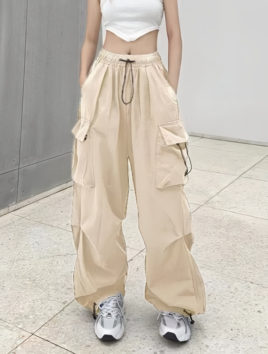 Y2k Drawstring Baggy Parachute Cargo Pants