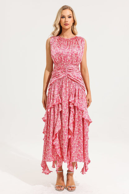Round Neck Frill Maxi Dress