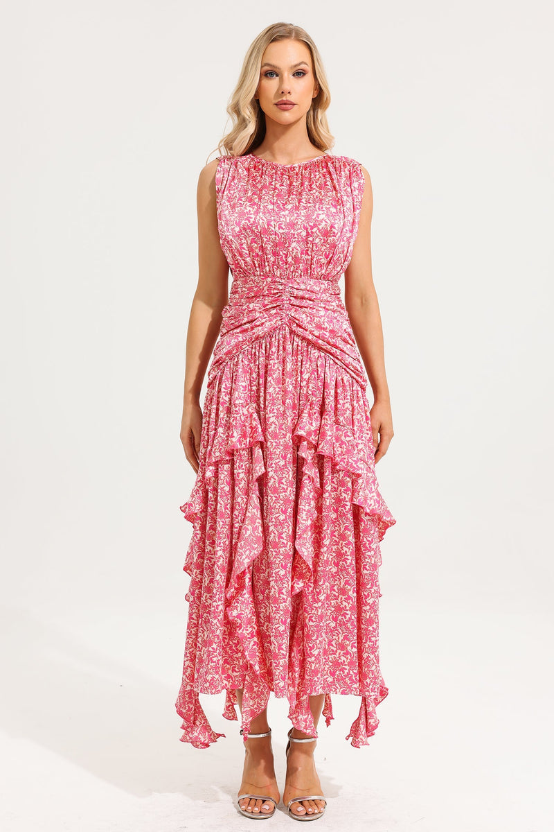Round Neck Frill Maxi Dress