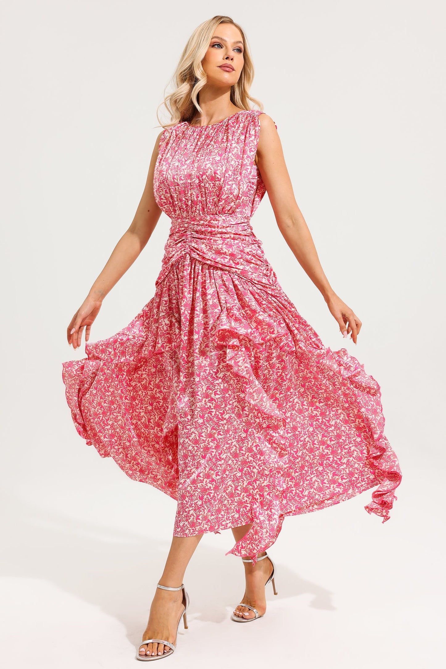 Round Neck Frill Maxi Dress