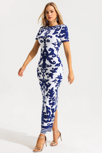 Kint Paisley Print Round Neck Midi Dress