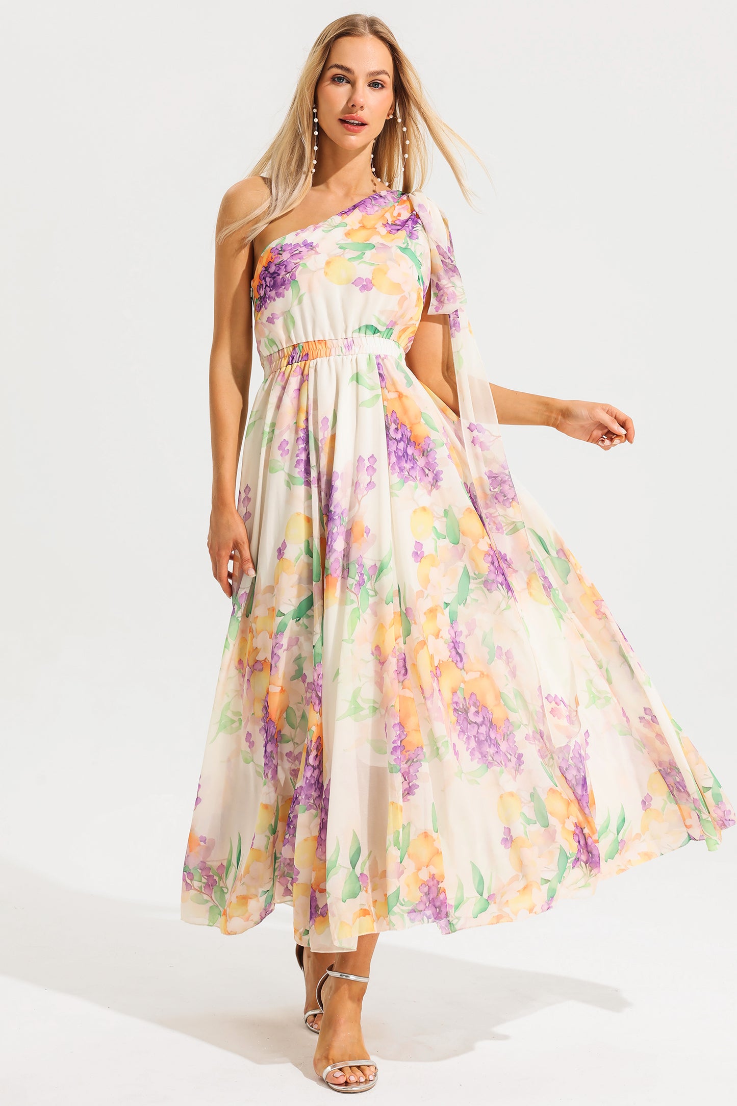 One-shoulder Sleeveless Maxi Dress