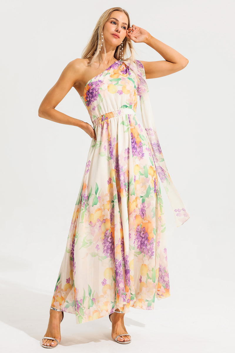 One-shoulder Sleeveless Maxi Dress