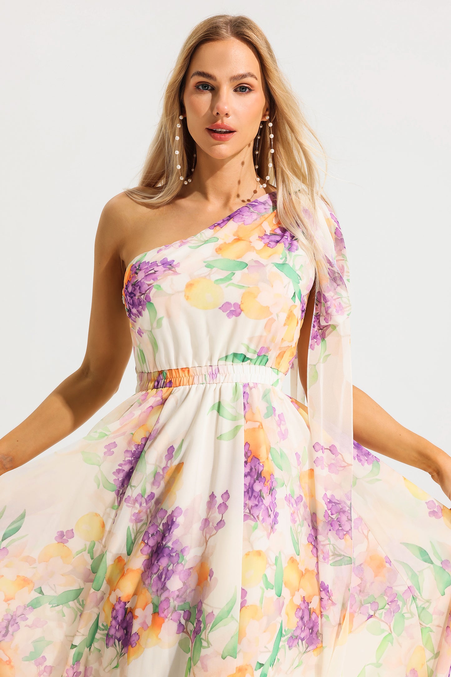 One-shoulder Sleeveless Maxi Dress