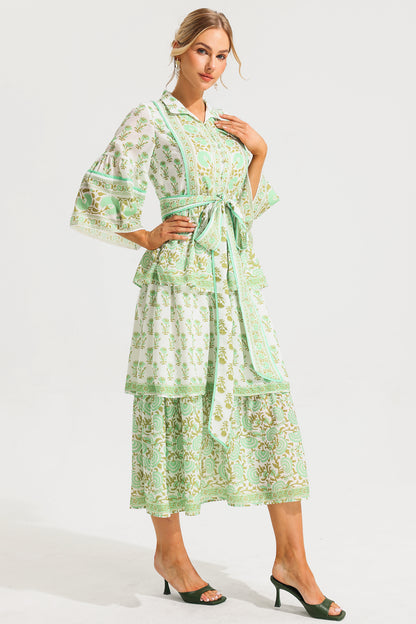 Paisley Single Breasted Midi Dress