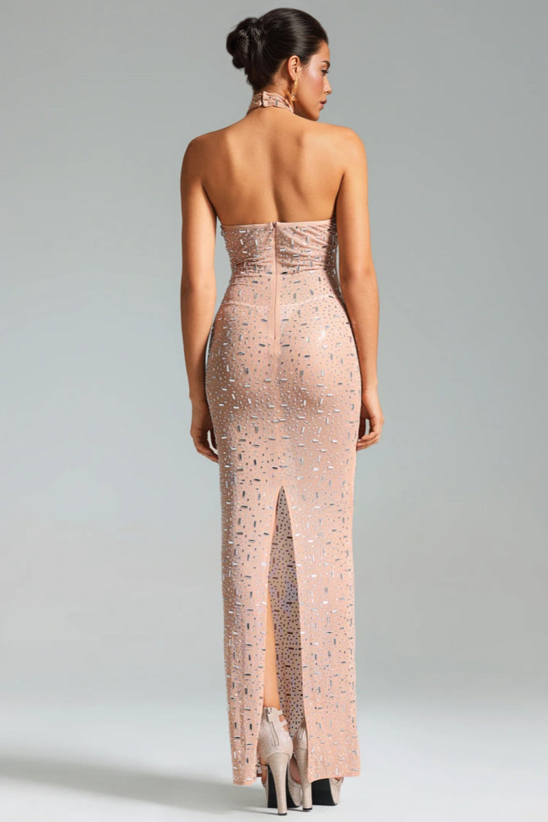 Mirelid Halter Diamond Maxi Dress
