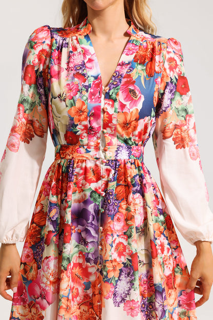 Lantern Sleeve Midi Dress