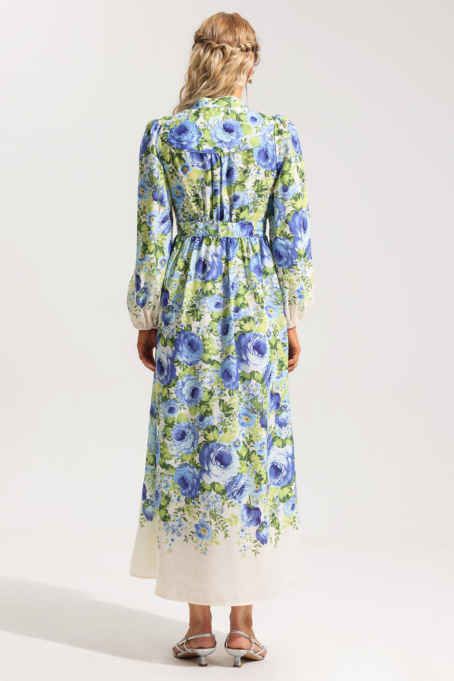 Bottom Lantern Sleeve Midi Dress