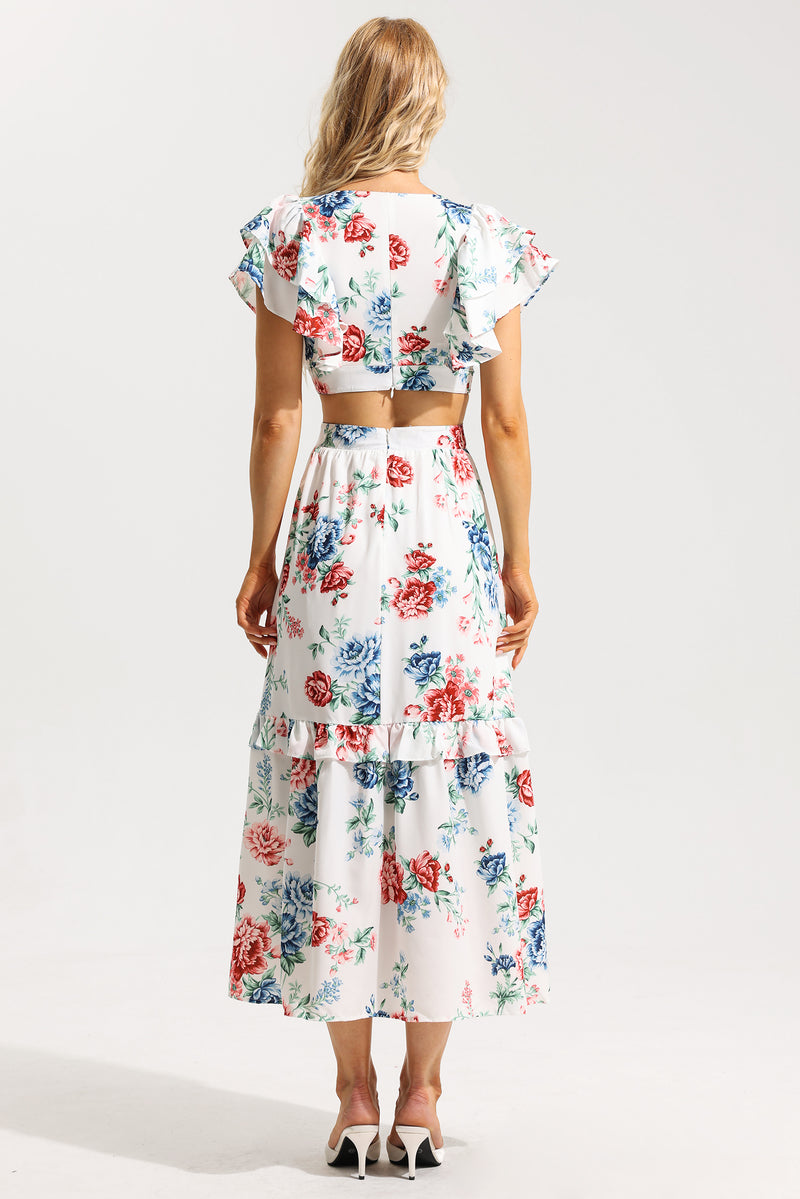 Agaric Lace V-neck Cut-out Midi Dress