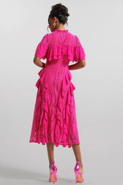 Lace Frill Midi Dress