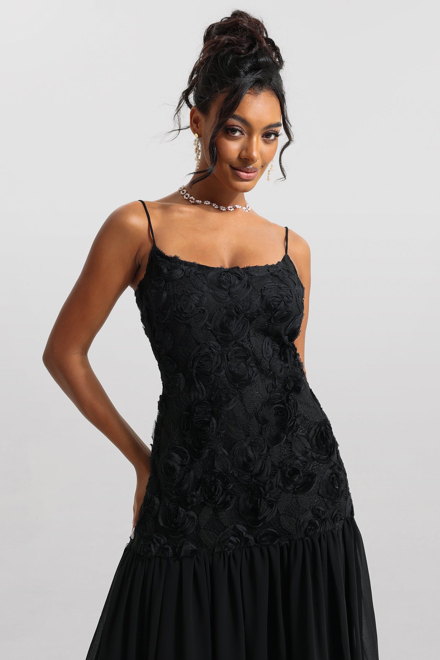 3d Sleeveless Midi Dress