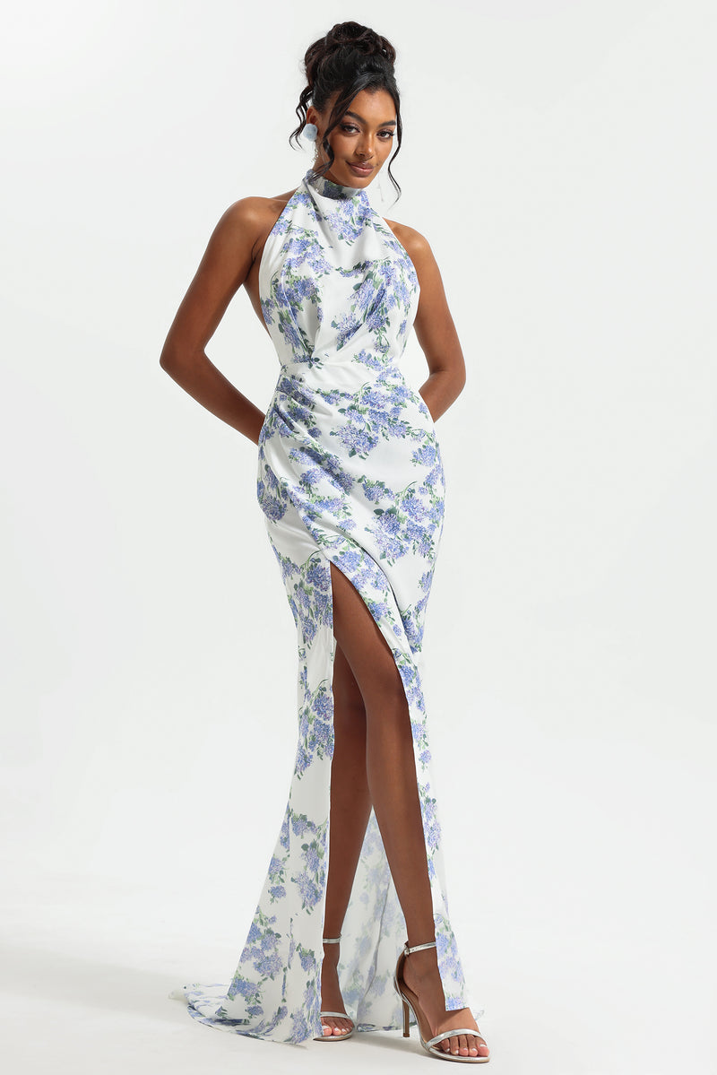 Halter Neck Split Maxi Dress