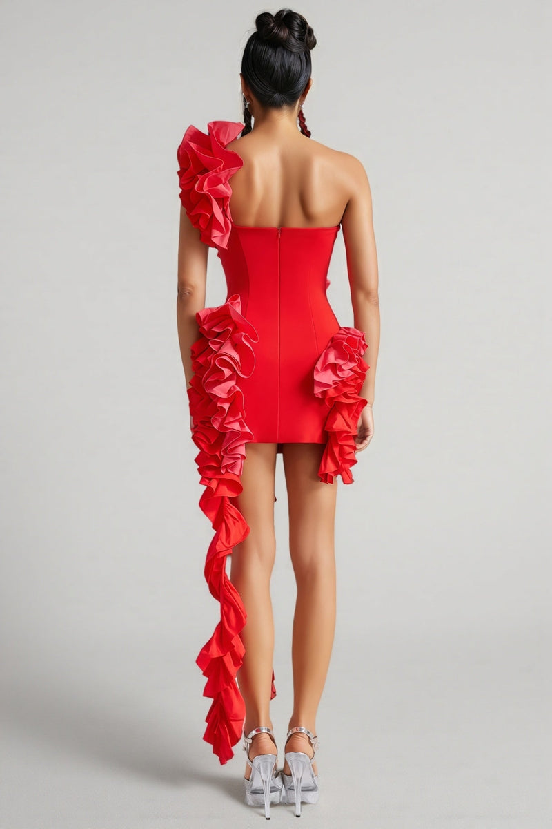 Grace One Shoulder Ruffled Mini Dress