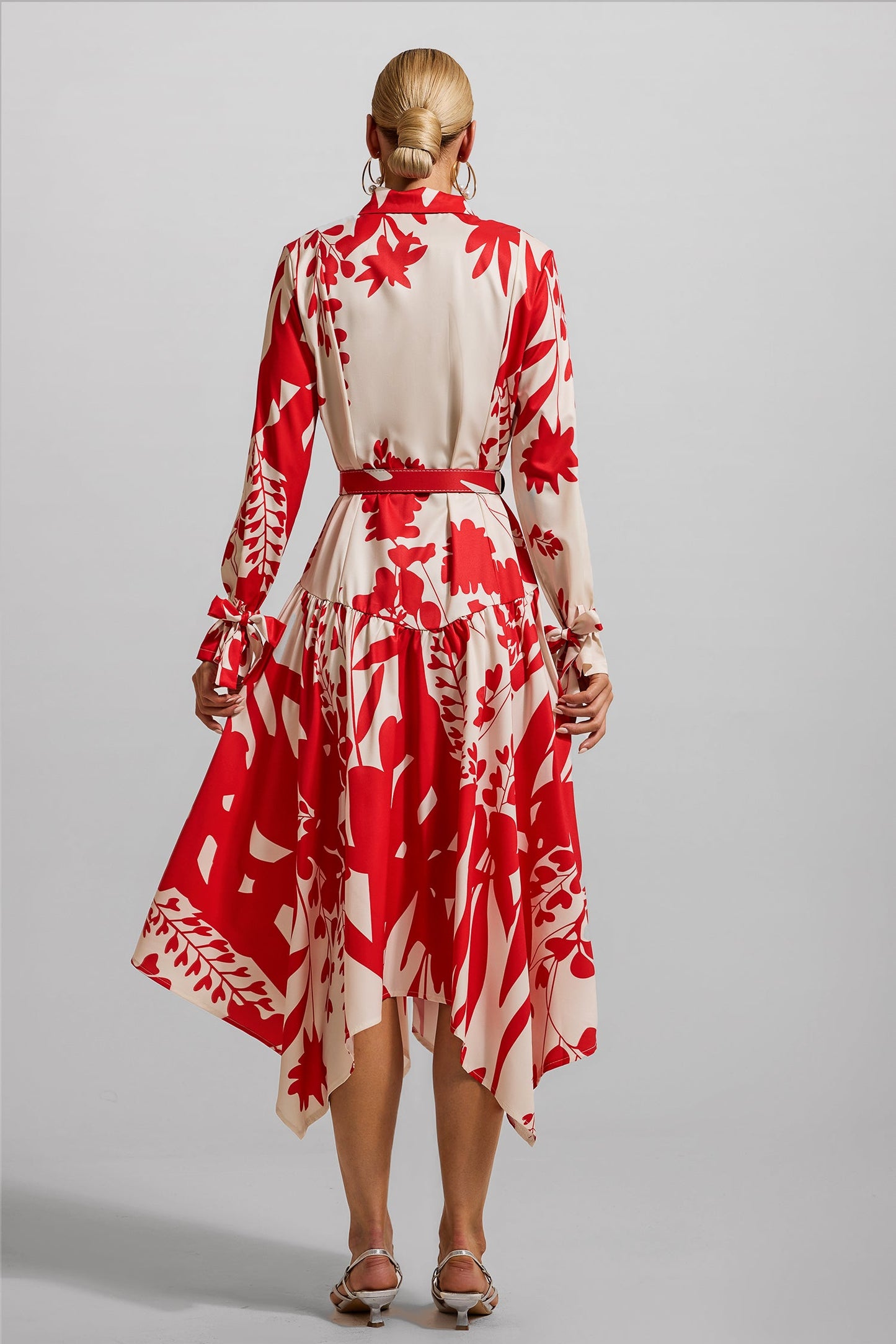 Lace Up Midi Dress With Belt