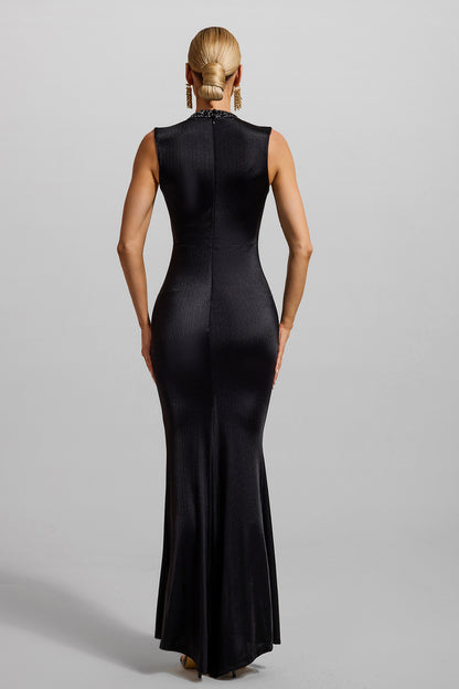 Jersey Sequin Sleeveless Maxi Dress