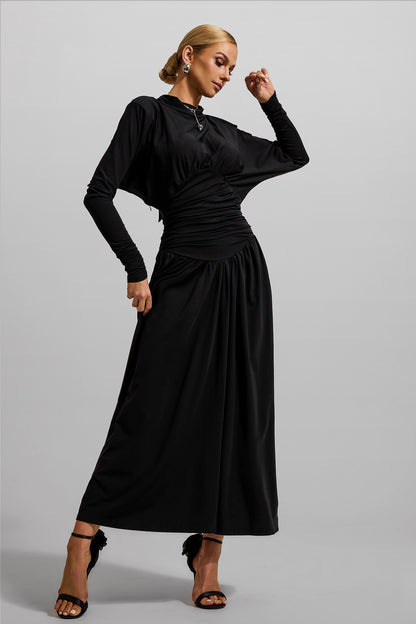 Jersey Ruched Long Sleeve Maxi Dress