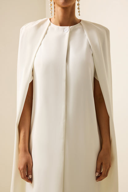 Cape Round Neck Top & High Waist Pants Set