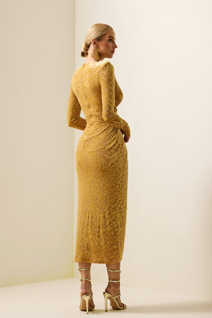 Velvet Burn Out Knotted Midi Dress