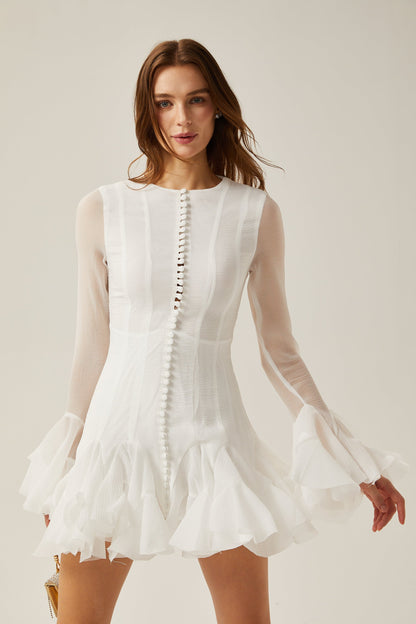 Leila Semi-sheer Flare Mini Dress