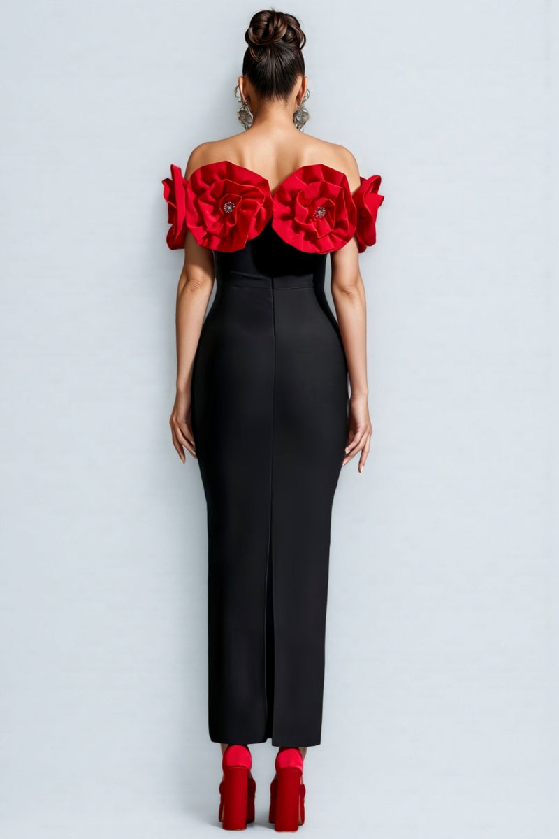 Tulip 3d Flower Bandage Midi Dress