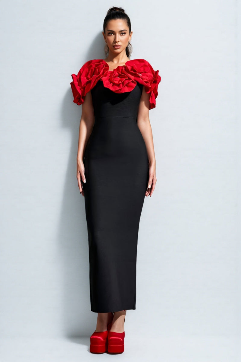 Tulip 3d Flower Bandage Midi Dress