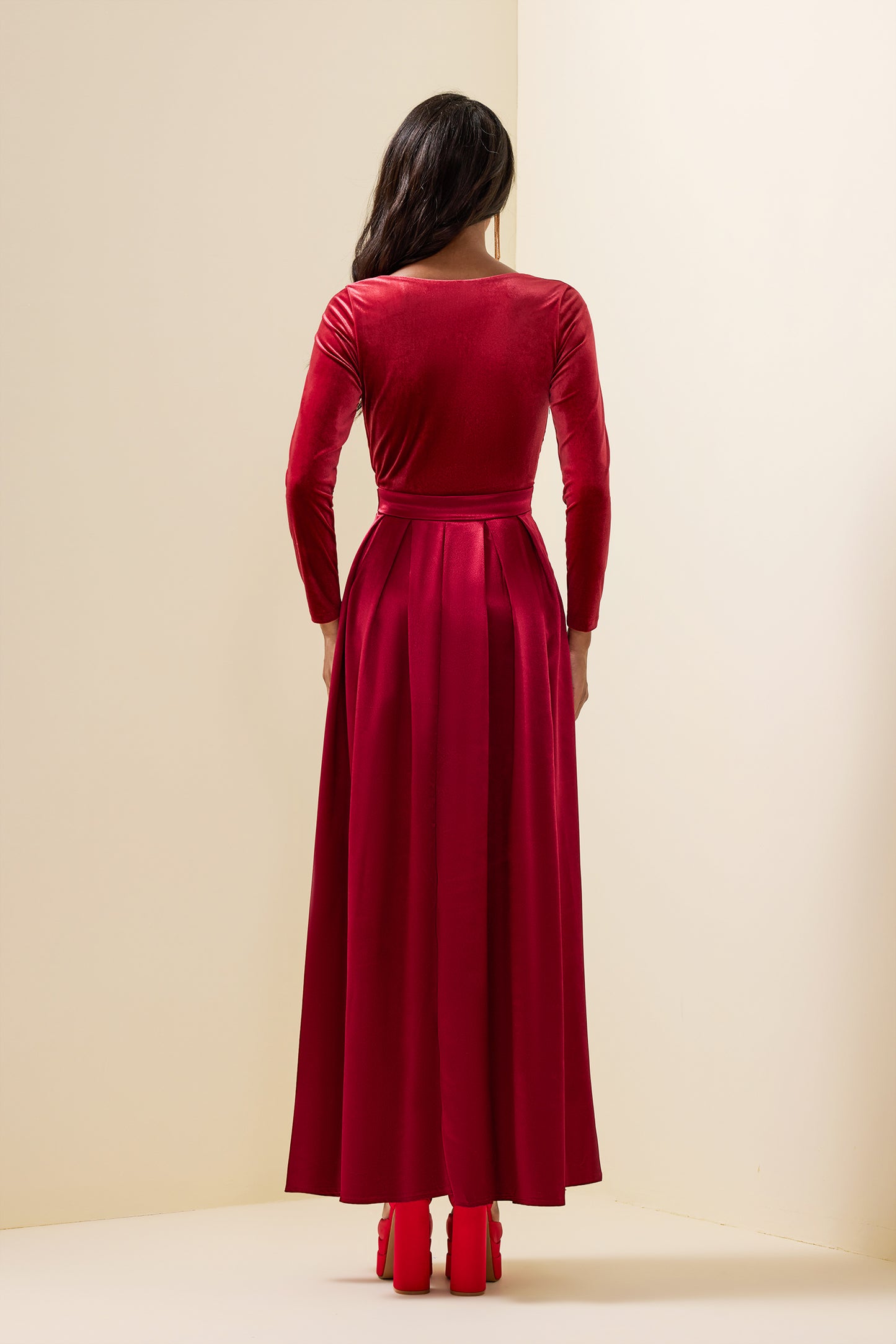 Velvet Split Midi Dress