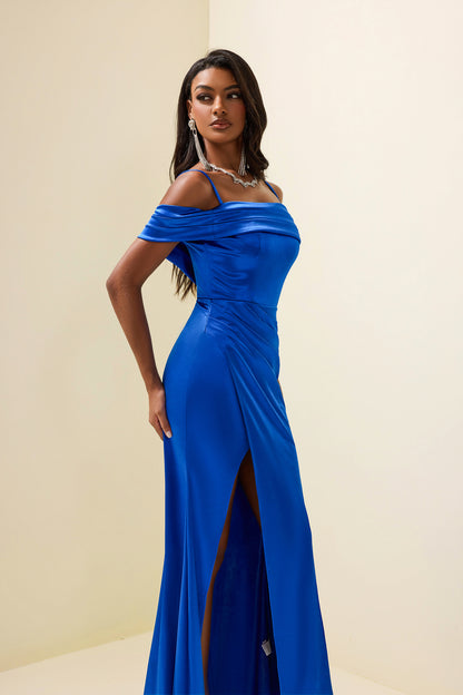 Satin Off-shoulder Maxi Dress