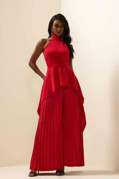 Sleeveless Top �?high Waist Pleated Pants Set