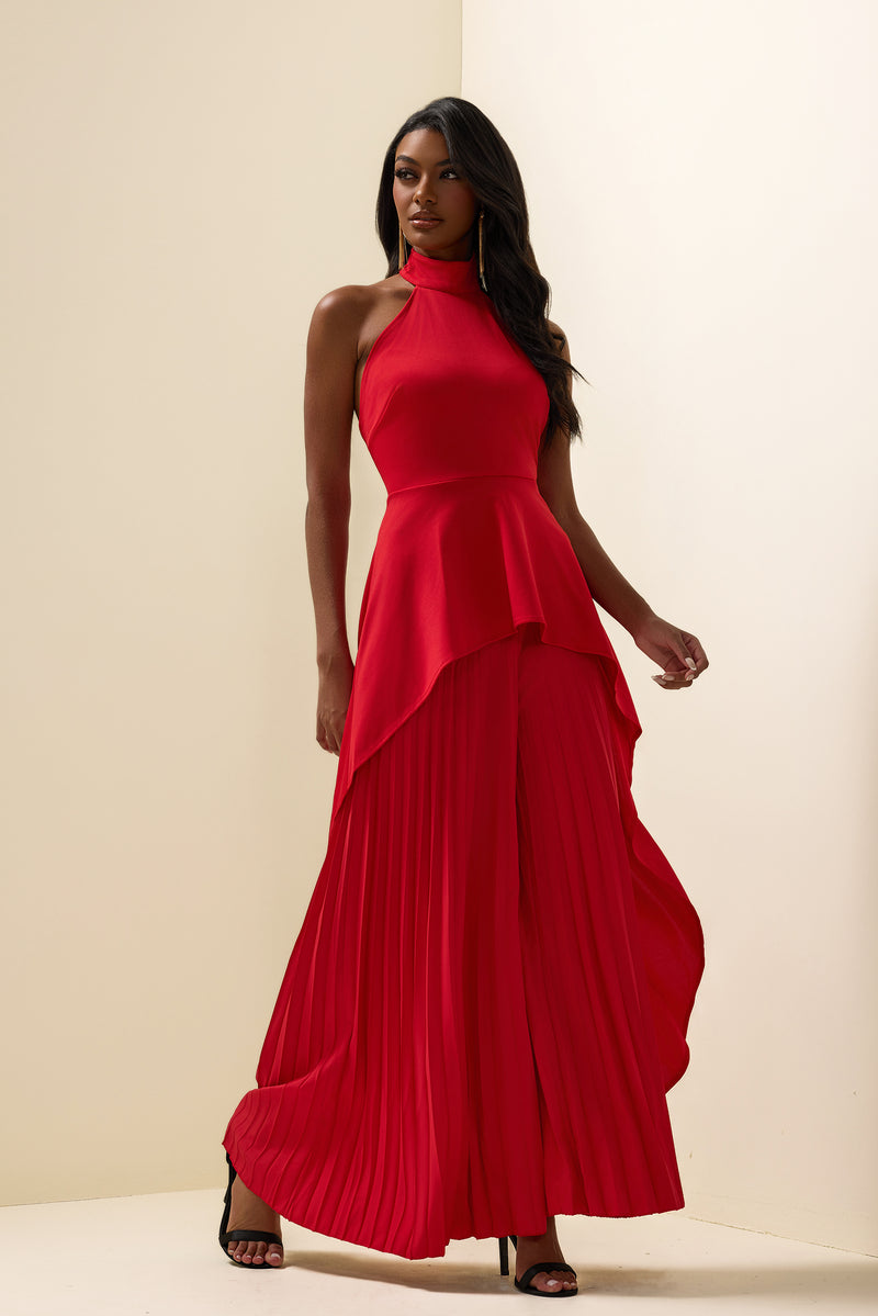 Sleeveless Top �?high Waist Pleated Pants Set