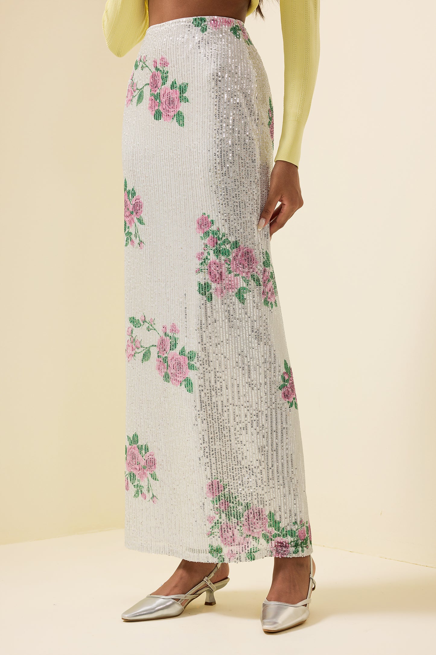 Sequin High Waist Midi Skirt