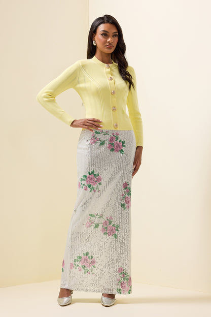 Sequin High Waist Midi Skirt