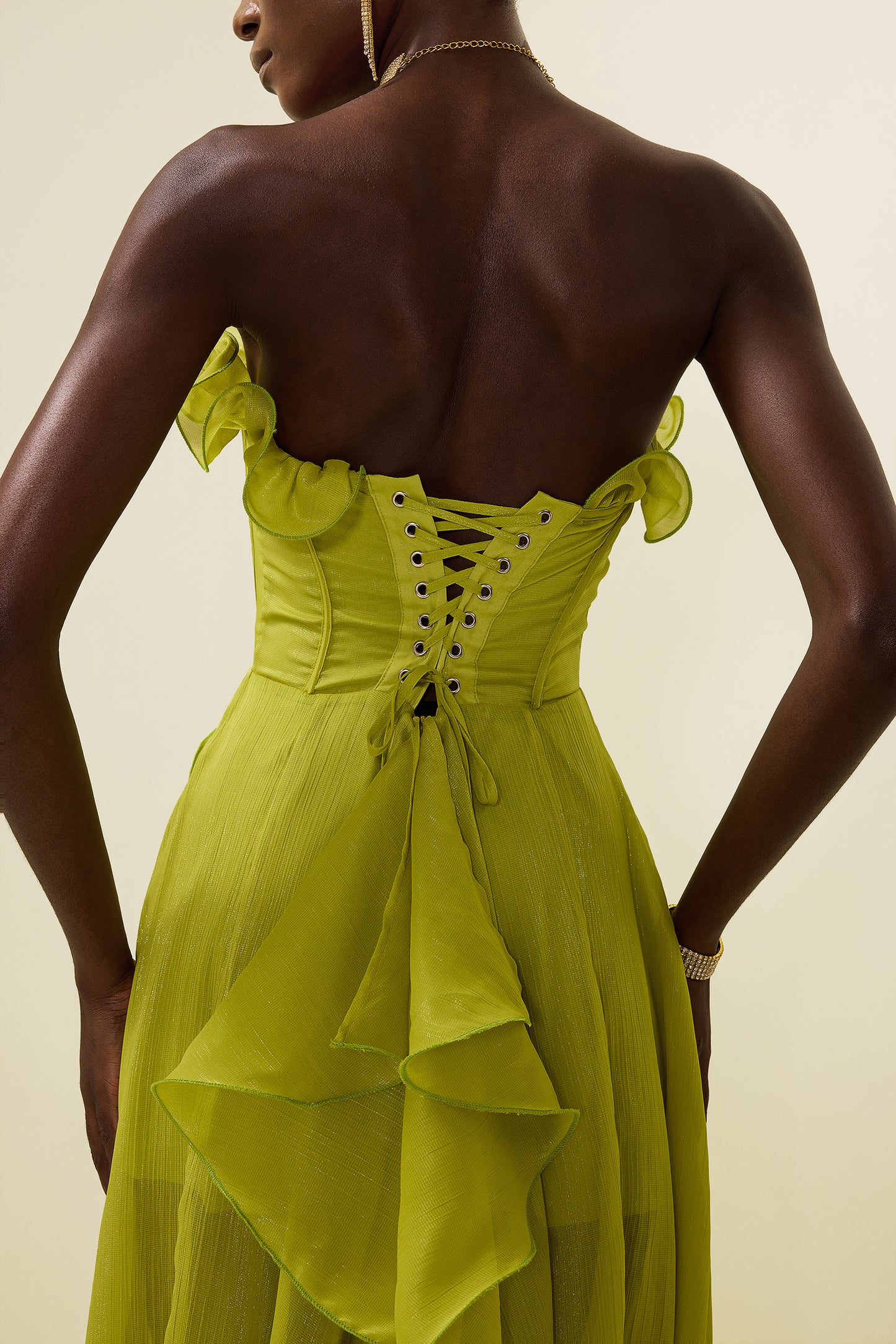 Frill Sweetheart Neck Sleeveless Maxi Dress