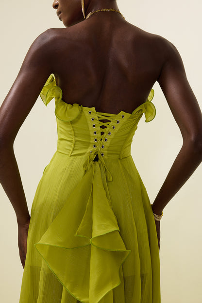 Frill Sweetheart Neck Sleeveless Maxi Dress