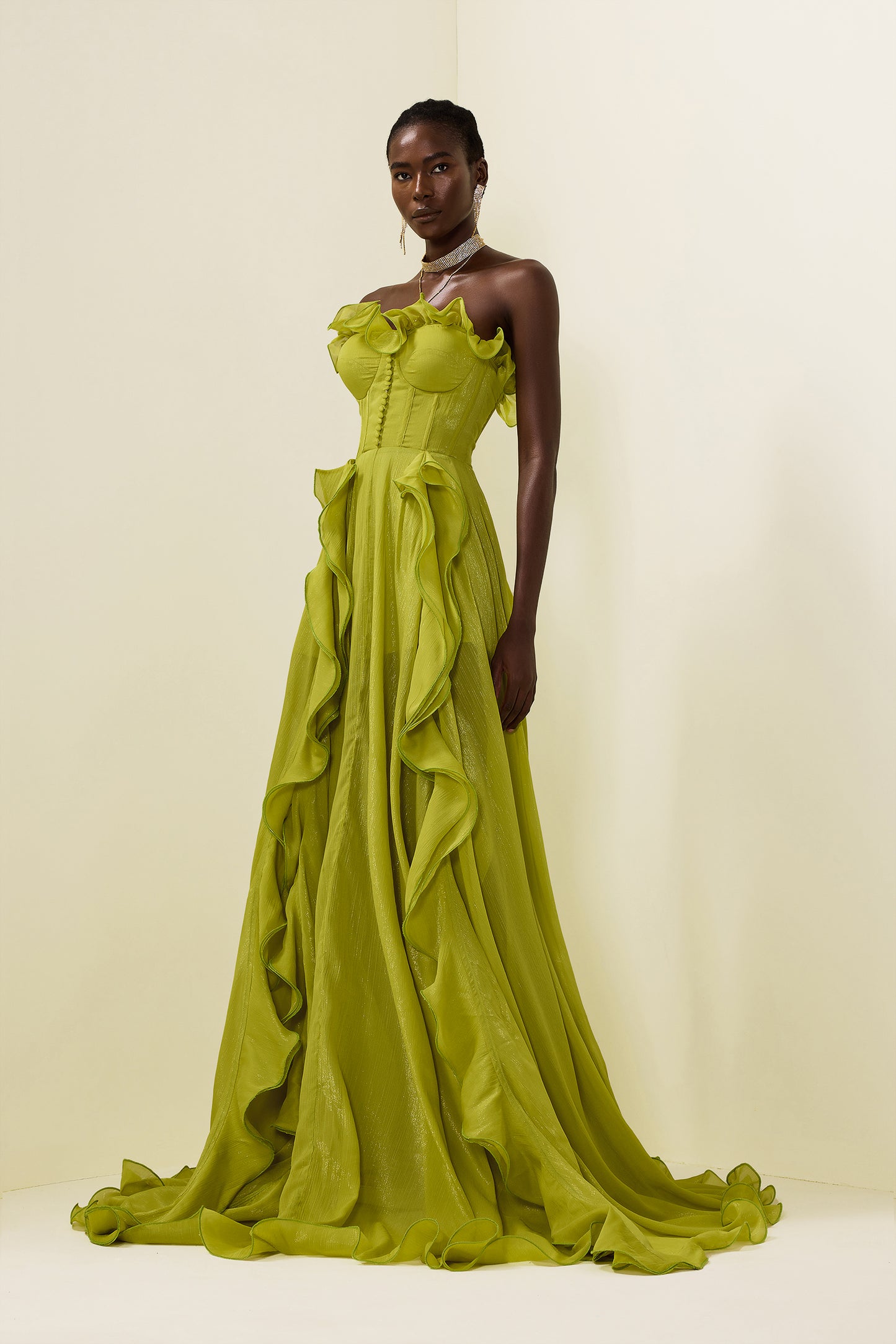 Frill Sweetheart Neck Sleeveless Maxi Dress