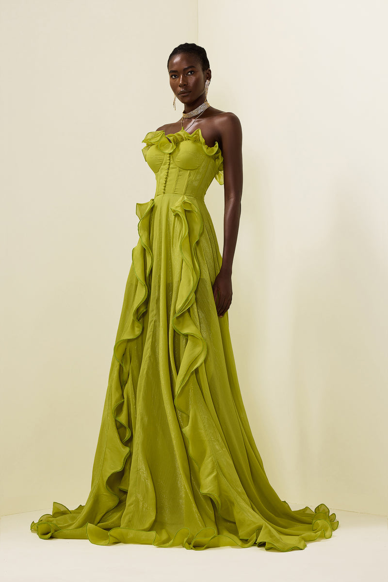 Frill Sweetheart Neck Sleeveless Maxi Dress