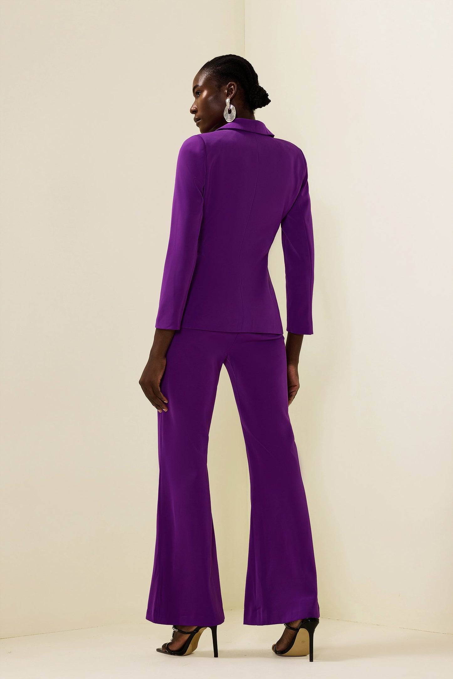 Ruched Bottom Blazer ＆mid Waist Pants Set