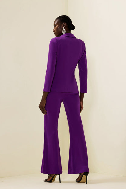 Ruched Bottom Blazer ＆mid Waist Pants Set
