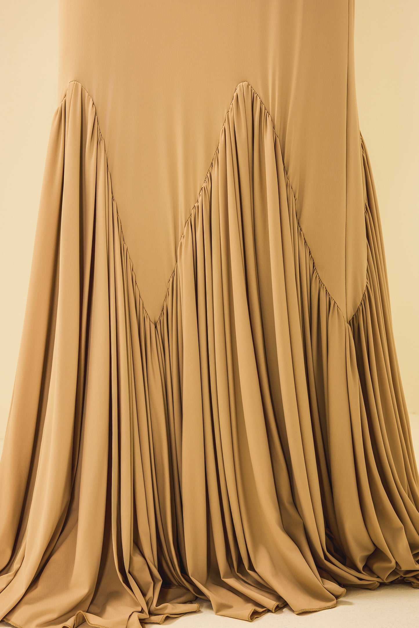 Cowl Neckline Pleat Long Sleeve Maxi Dress