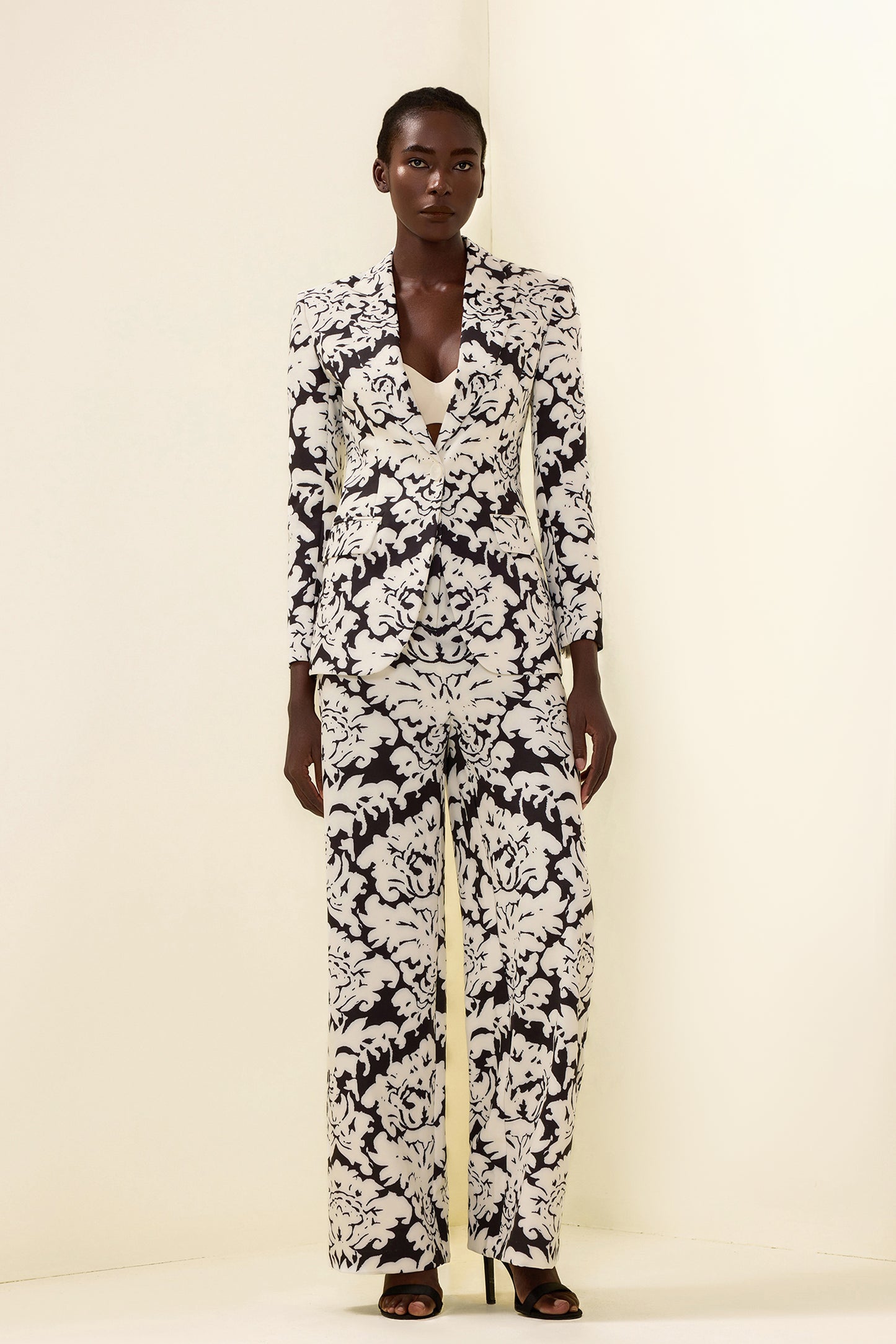 Shoulder Pad Top & Hight Waist Pants Set