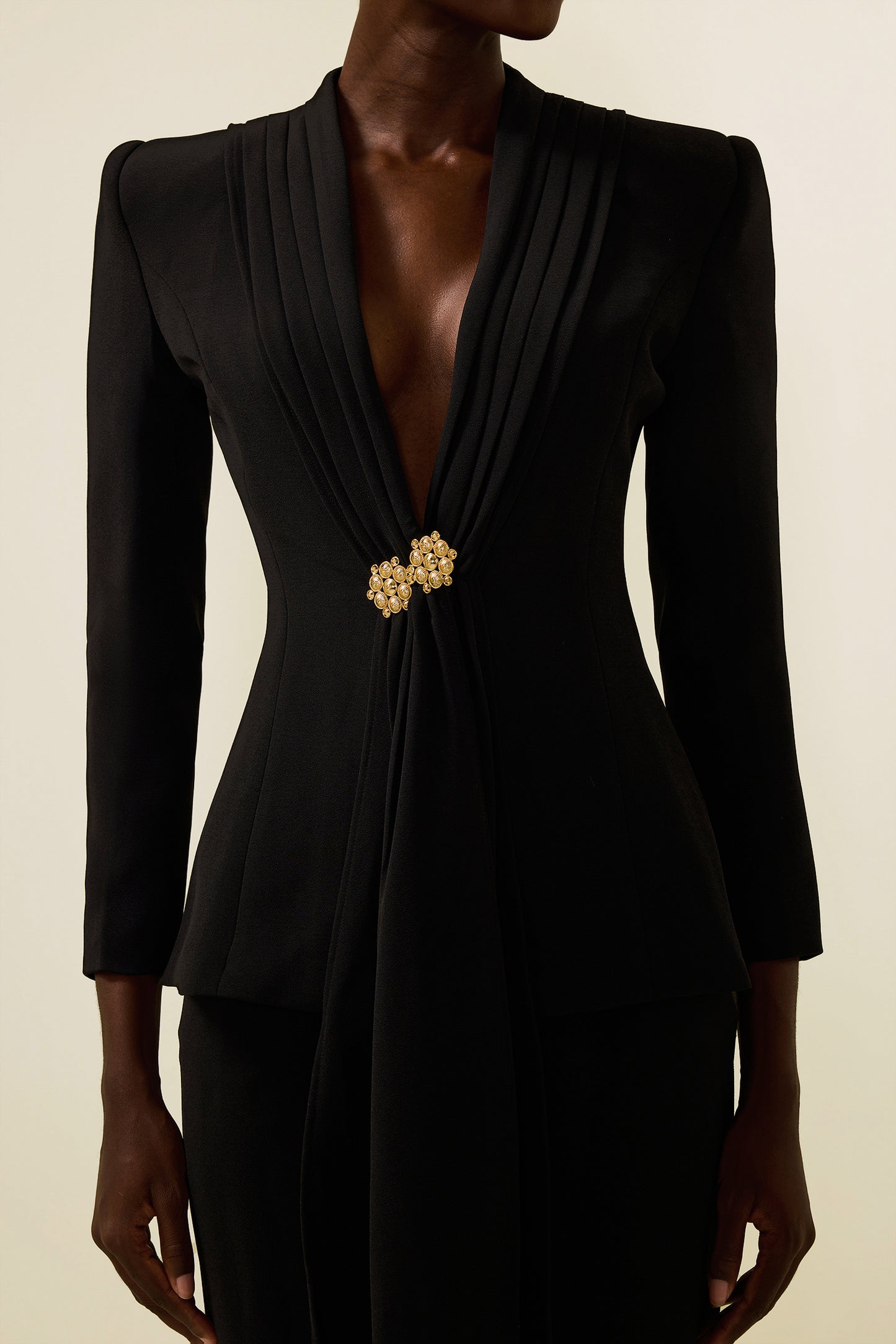 Ruched Bottom Blazer ＆ Mid Waist Pants Set