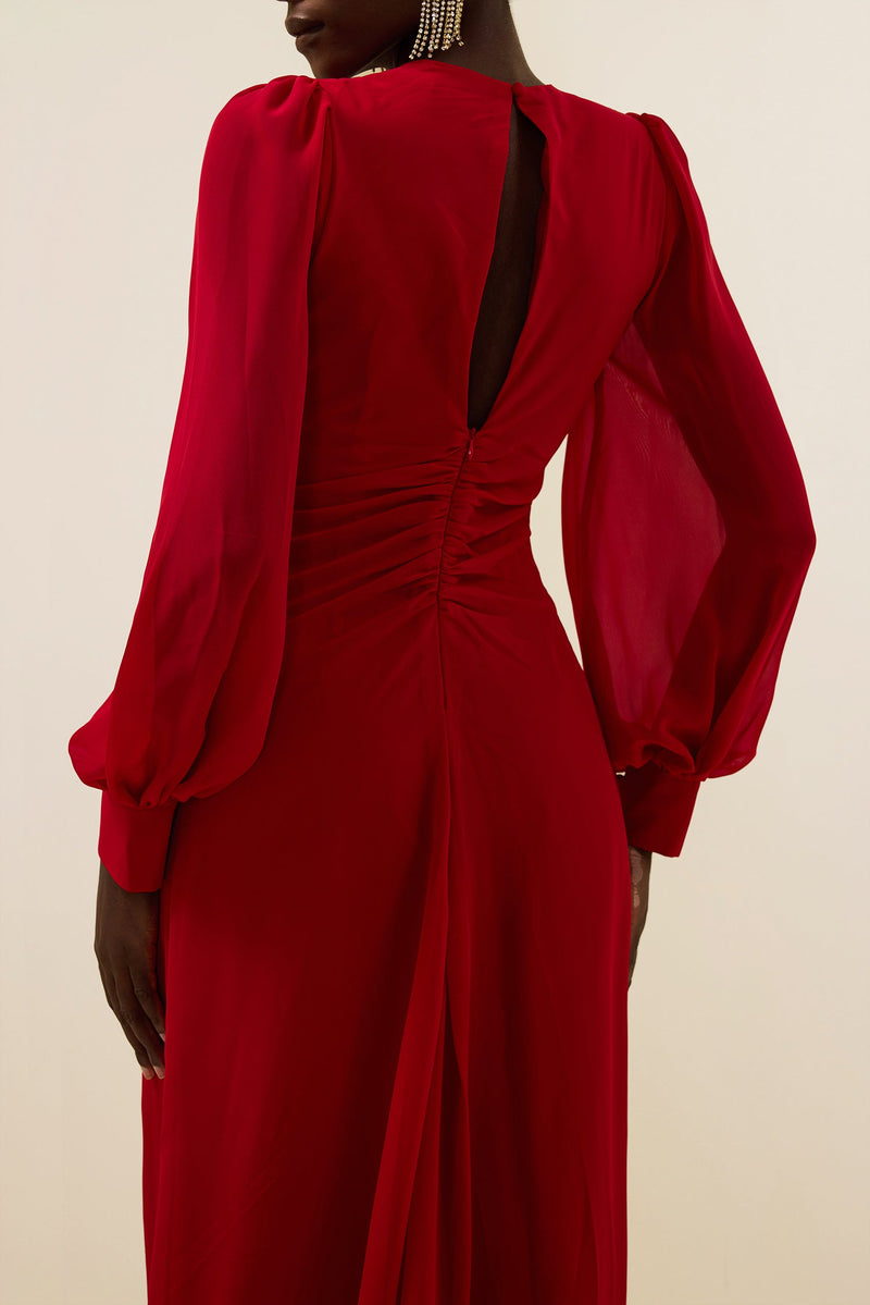 Knotted Lantern Sleeve Maxi Dress