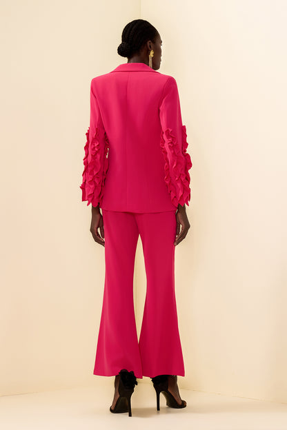Frill Long Sleeeve Blazer & High Waist Pants Set