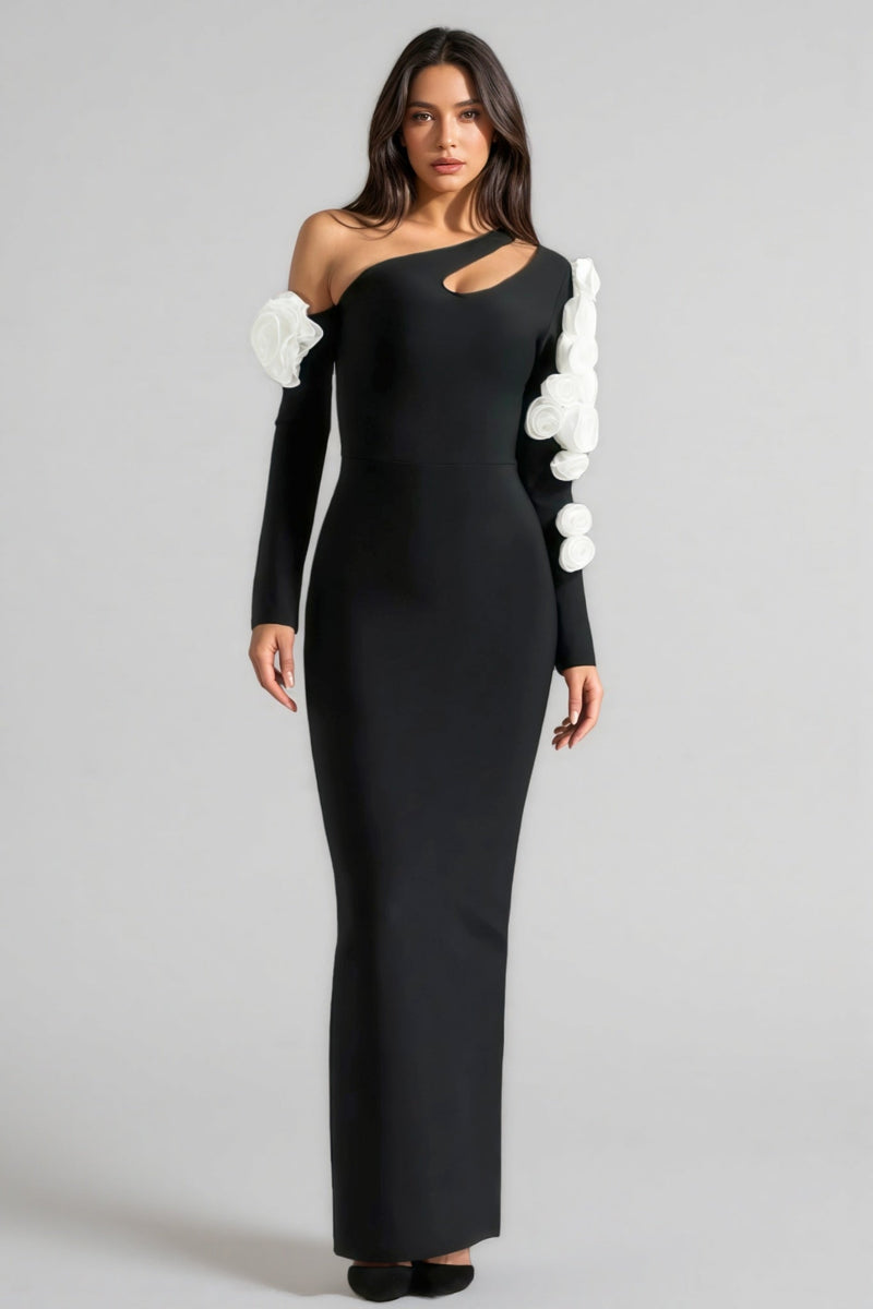 Laila One Shoulder Cutout Slim Bandage Maxi Dress