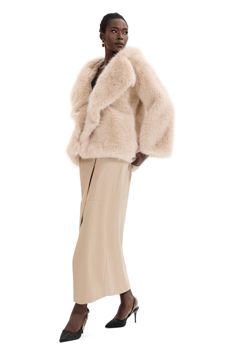 Faux Fur Flapped Coat