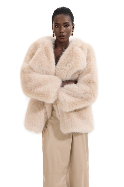 Faux Fur Flapped Coat
