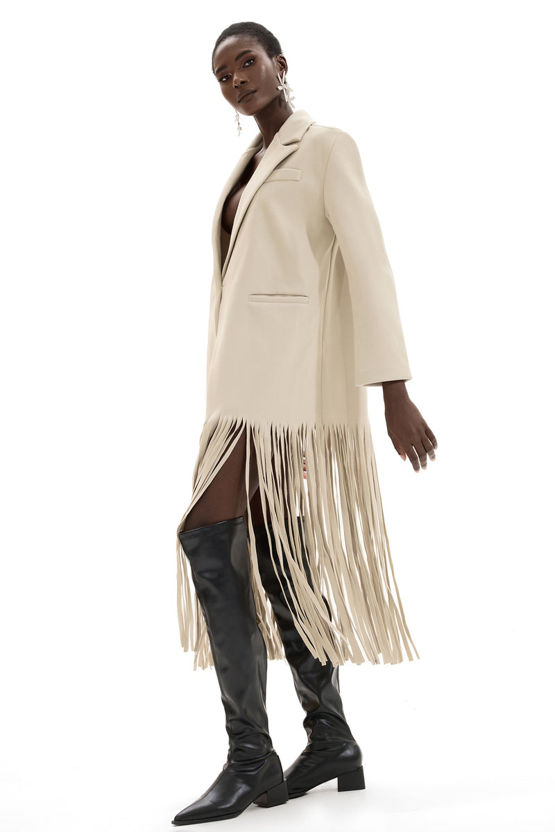 Woolen Flapped Midi Coat With Belt
