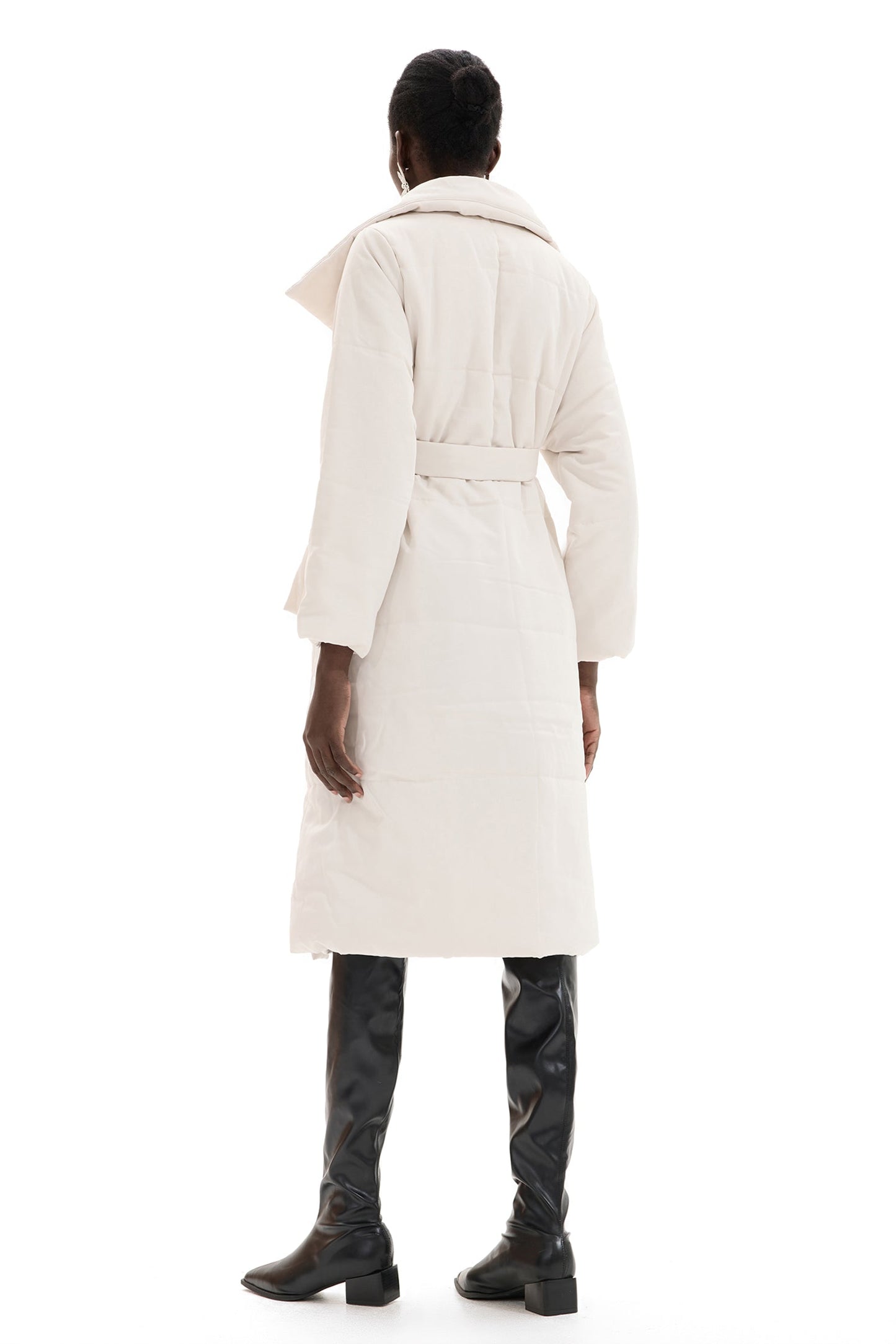 Stand Collar Long Sleeve Quilted Coat