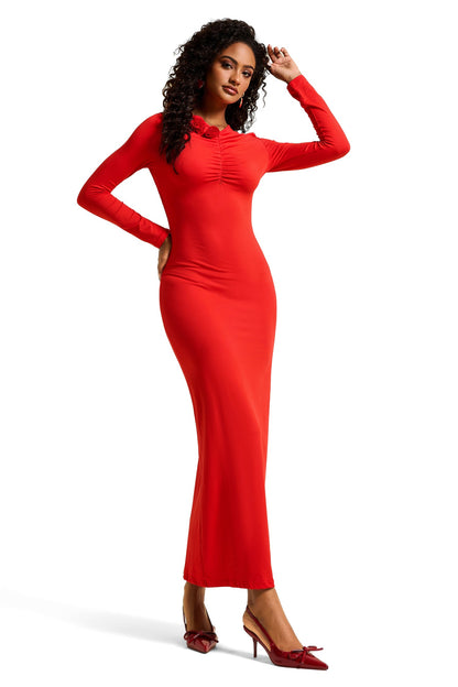 3d Jersey Ruched Midi Dress