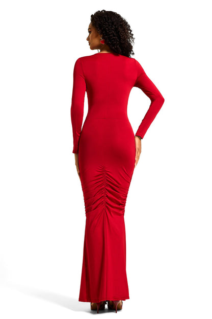 Jersey Ruched Midi Dress